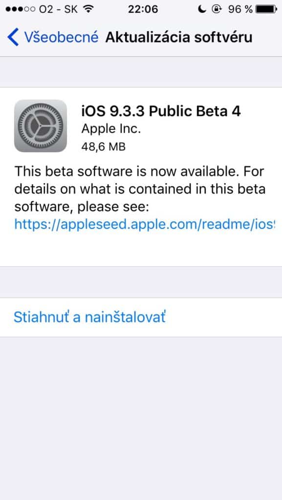 iOS 9.3.3 beta 4 - svetapple.sk