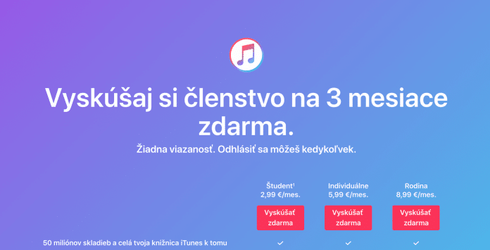 Apple Music už len na 1 mesiac zadarmo. Zabudnite na 3 mesiace tak ako doteraz.