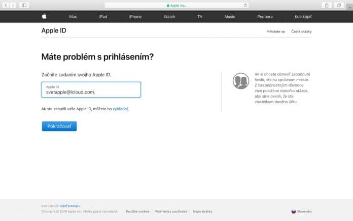 Zabudnuté heslo Apple ID