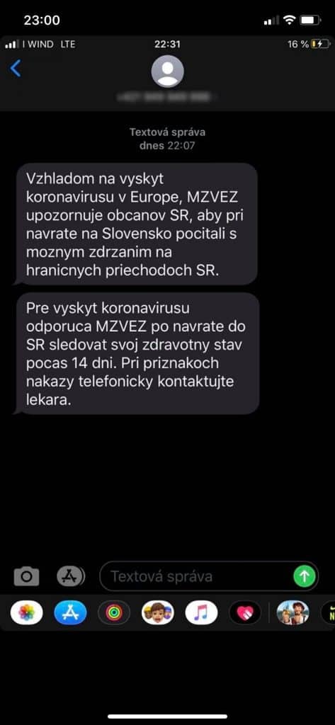 Ministerstvo zahraničných vecí rozosiela SMS týkajúce sa koronavírusu pre Slovákov v zahraničí. 