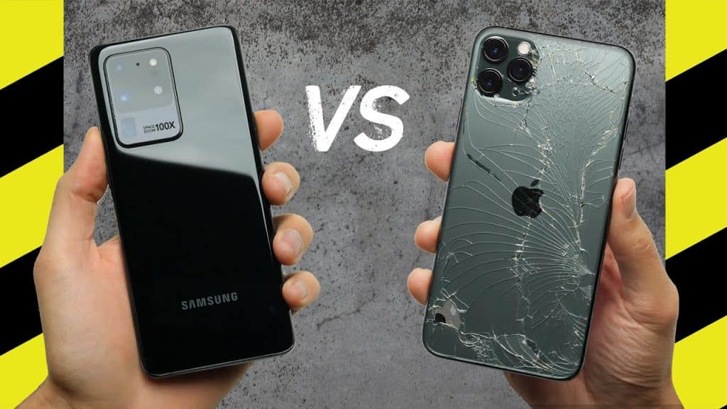 Drop Test: Samsung Galaxy S20 Ultra vs. iPhone 11 Pro Max.