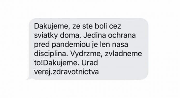 Slovensko ďakuje za to, že ste ostali cez sviatky doma prostredníctvom SMS.
