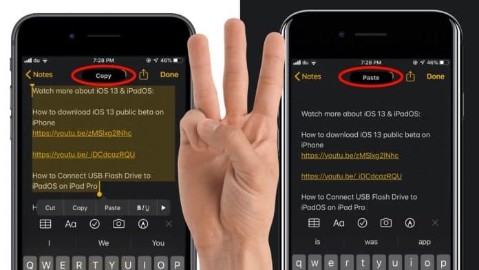 Návod: Používajte gesta pre funkciu "kopírovať a prilepiť" na vašom iPhone.