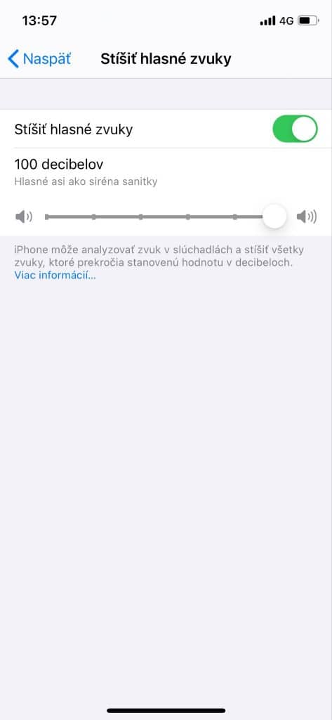 iOS 14 deaktivácia príliš hlasných zvukov