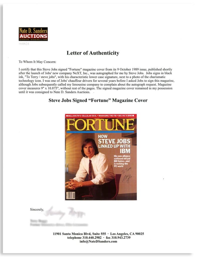 Steve Jobs a jeho podpis na časopise Fortune z roku 1989