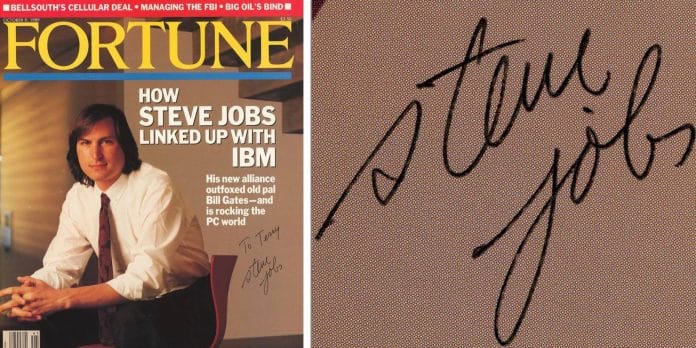 Steve Jobs a jeho podpis na časopise Fortune z roku 1989
