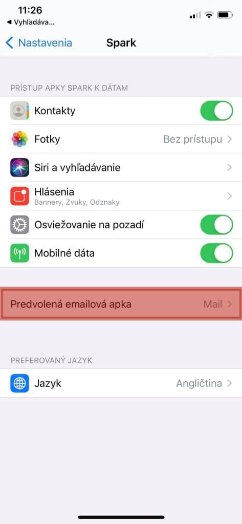 Predvolená e-mailová aplikácia iOS 14