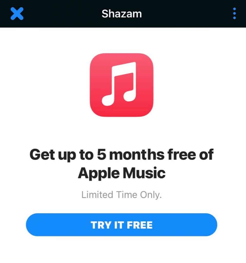 Shazam a Apple Music na päť mesiacov zadarmo 