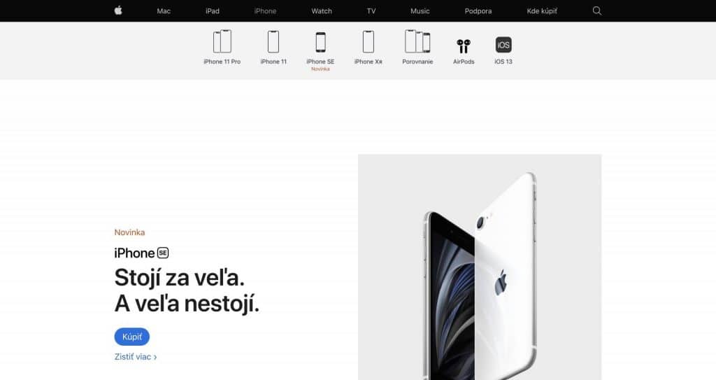 Apple si poplietlo Slovensko a Slovinsko na svojich internetových stránkach.