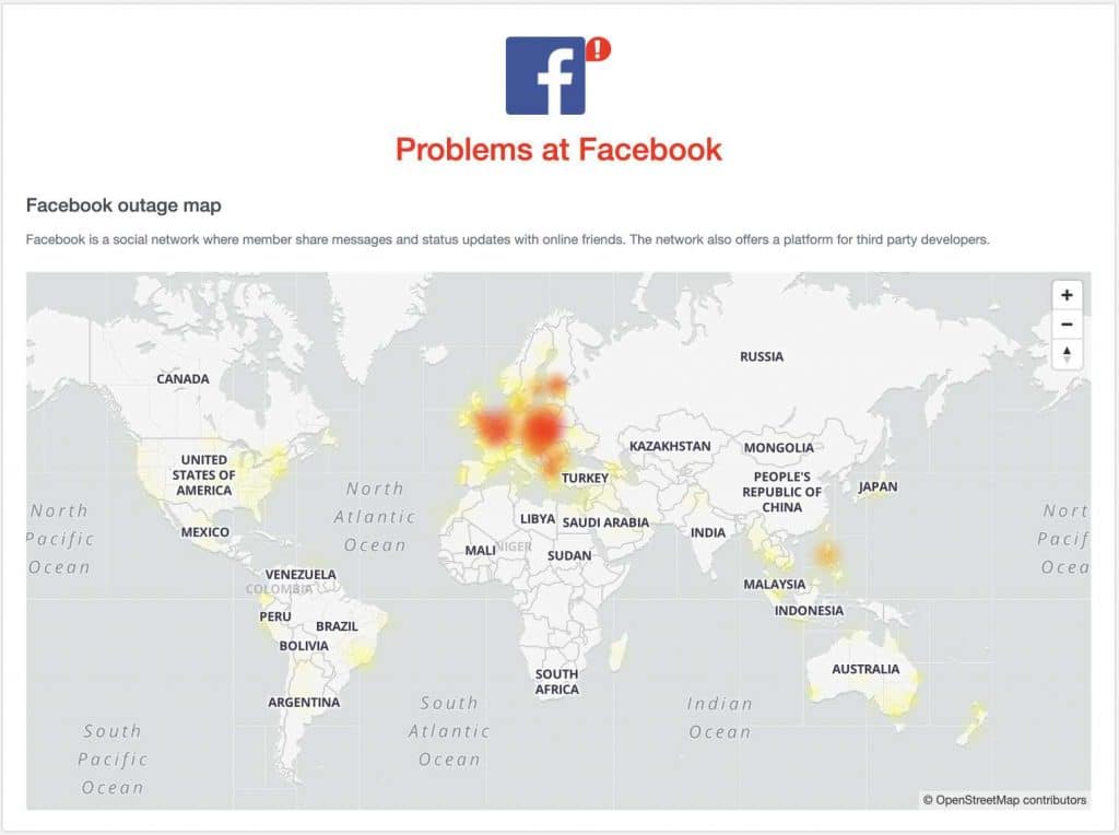 Výpadok aplikácii Facebooku v celej Európe