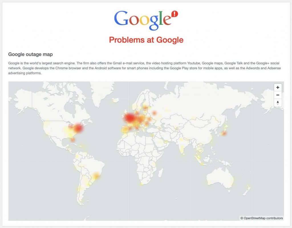 Google zaznamenal masívny výpadok