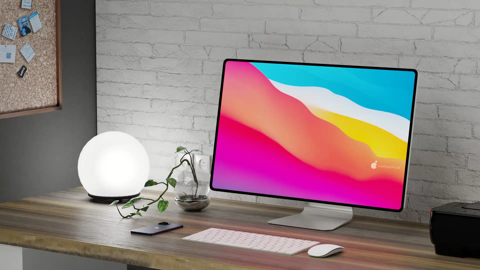 Apple chystá iMac s OLED displejom. Špeciálna vrstva má vyriešiť jeho najväčšiu slabinu Koncept iMac Pro na stole s logom SvetApple