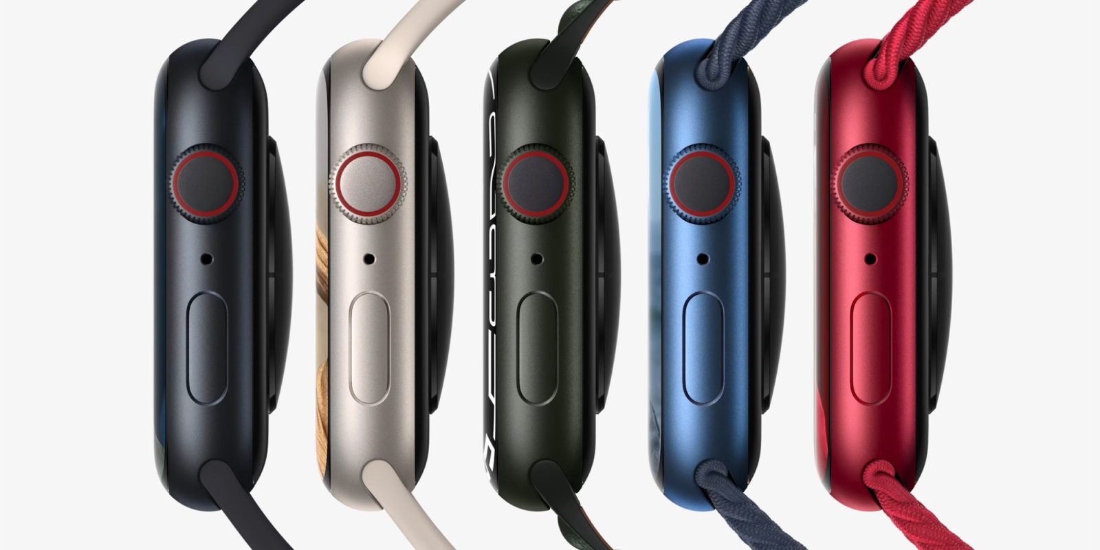 Apple Watch Series 7 v piatich dostupných farbách