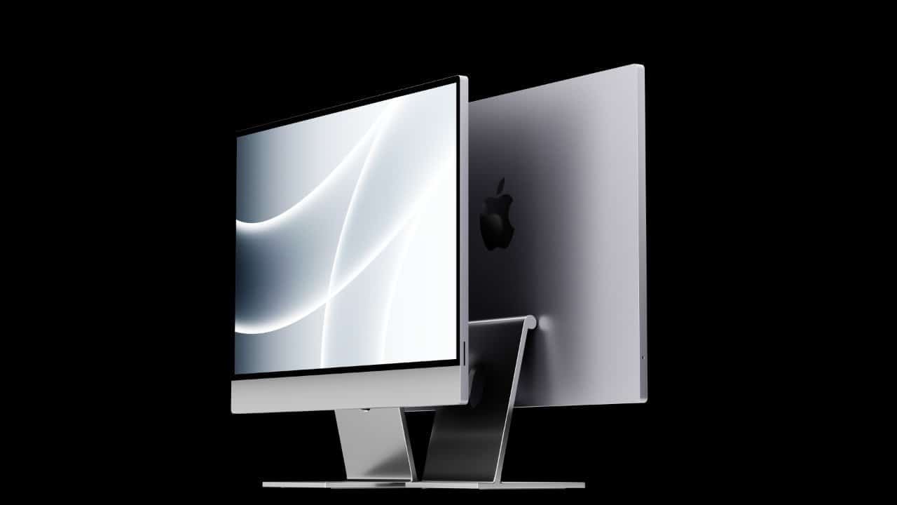 Koncept iMacu s 27" displejom na čiernom pozadí