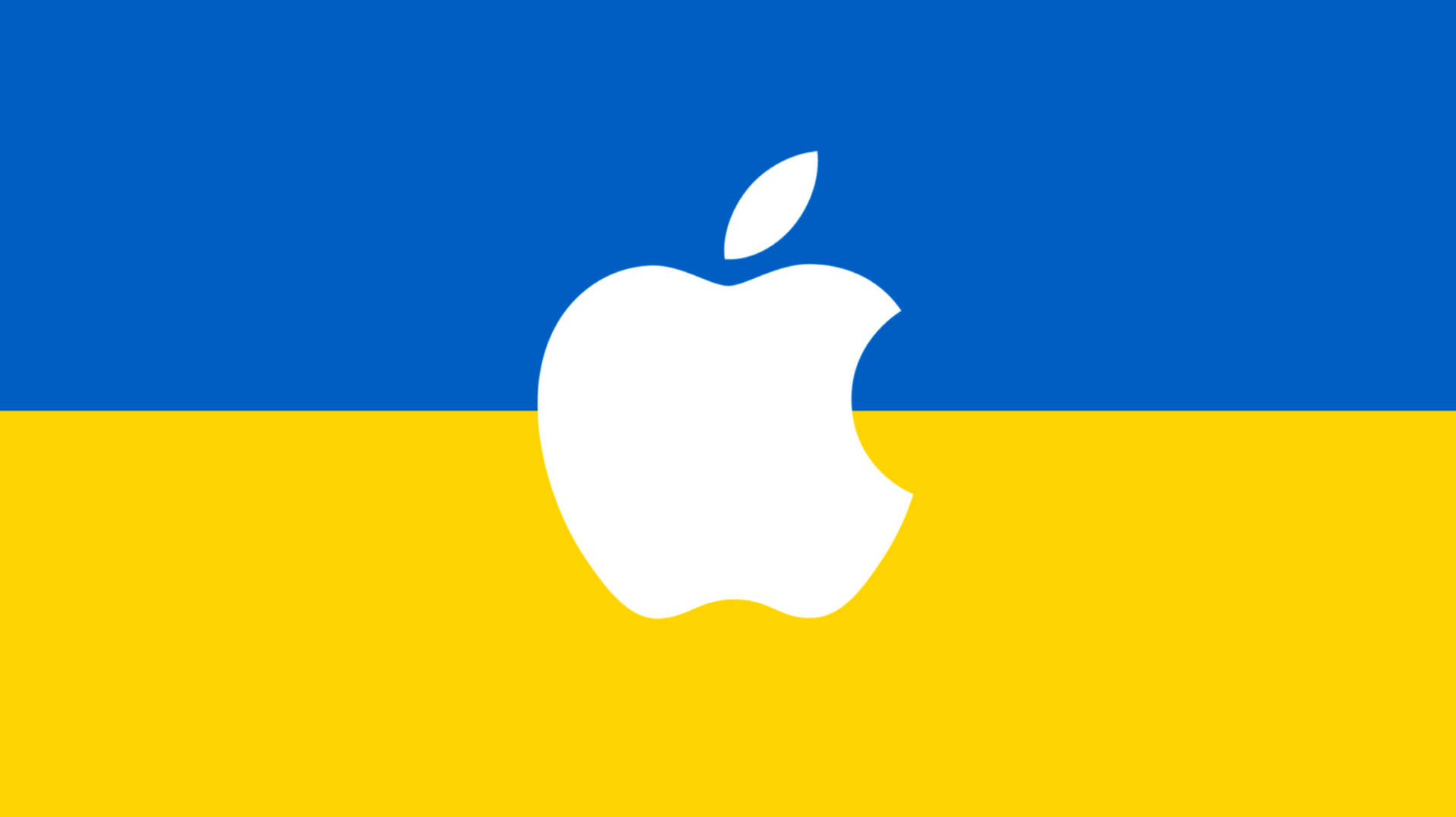 Logo spoločnosti Apple a ukrajinská vlajka