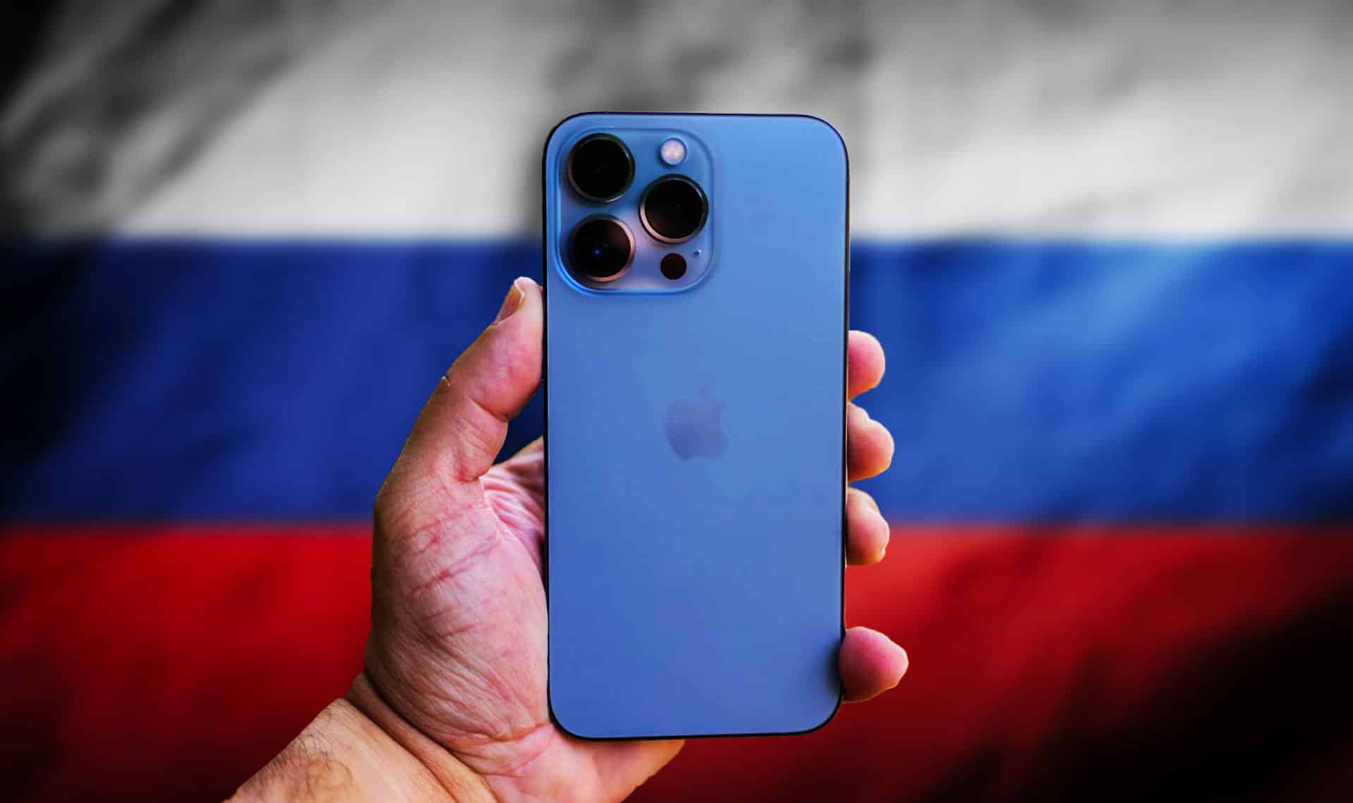 iPhone 13 Pro pred ruskou vlajkou