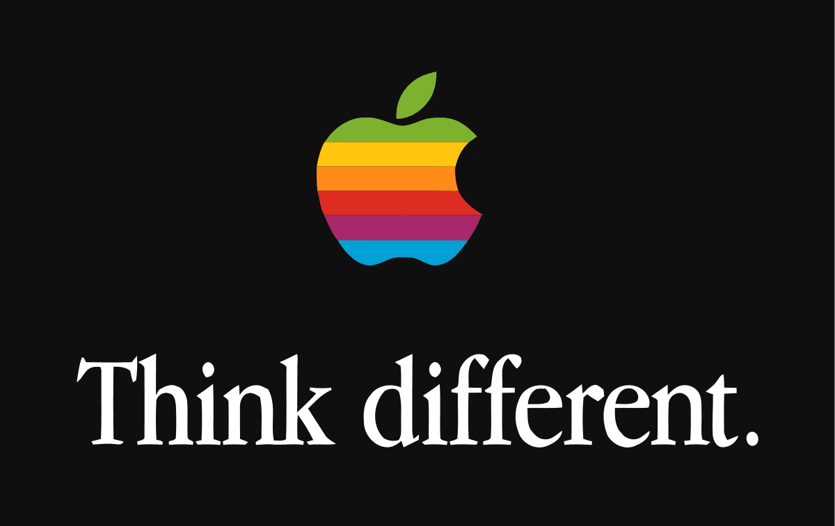 apple, think different, logo apple,farebné logo apple, dúhové logo aPple