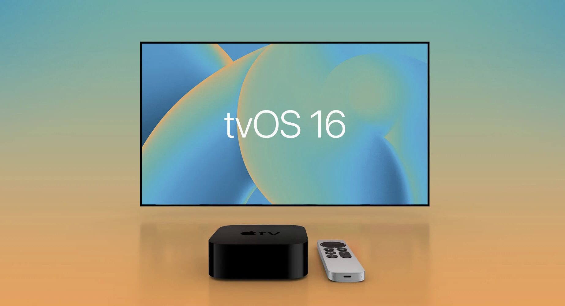 logo systému tvOS 16 na televízore s Apple TV