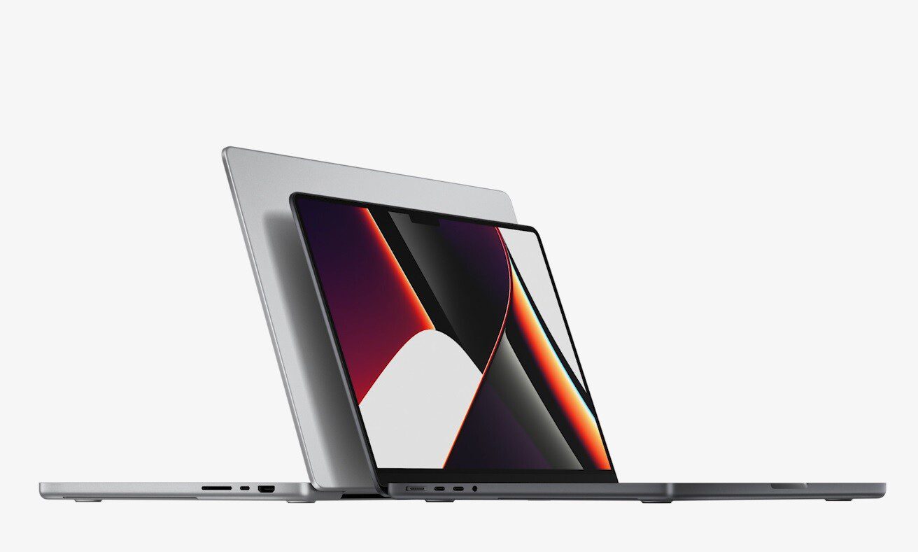 MacBook Pro 14" a 16" na bielom pozadí