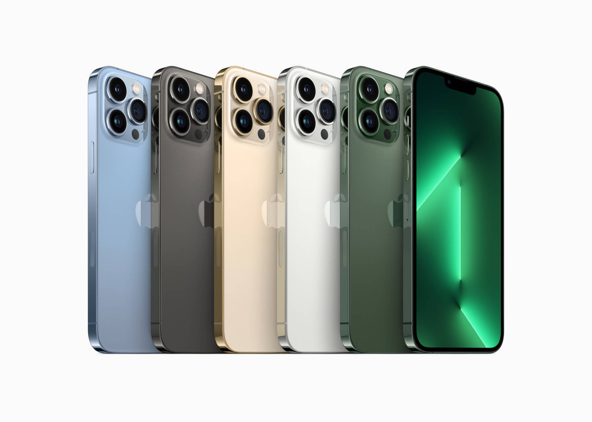 iPhone 13 Pro vo farbách Graphite, Gold, Silver, Sierra Blue a Alpine Green
