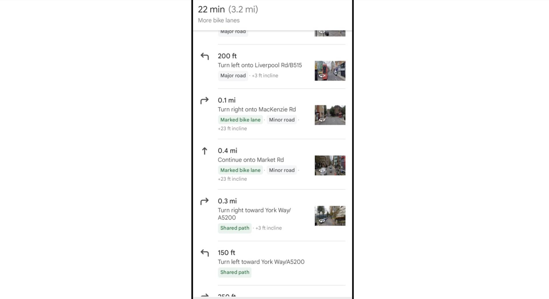 Informácie o cyklistických trasách v aplikácii Google Maps