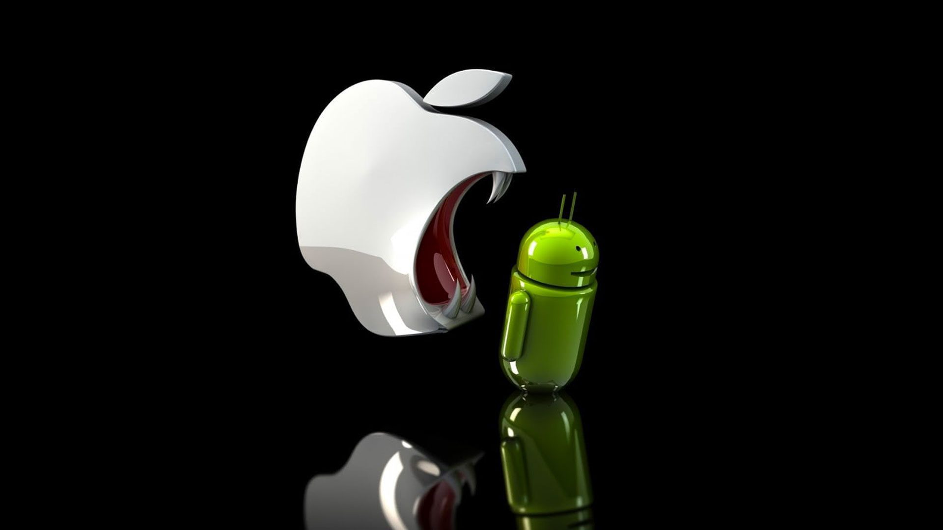 Logo spoločnosti Apple žerúce Android panáčika