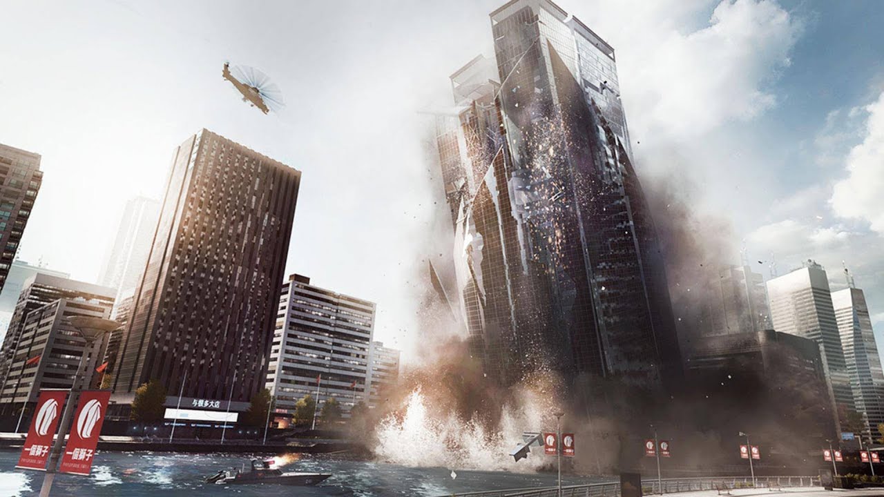 Padajúci mrakodrap v hre Battllefield 4, ktorý by mohol byť inšpiráciou pre GTA VI