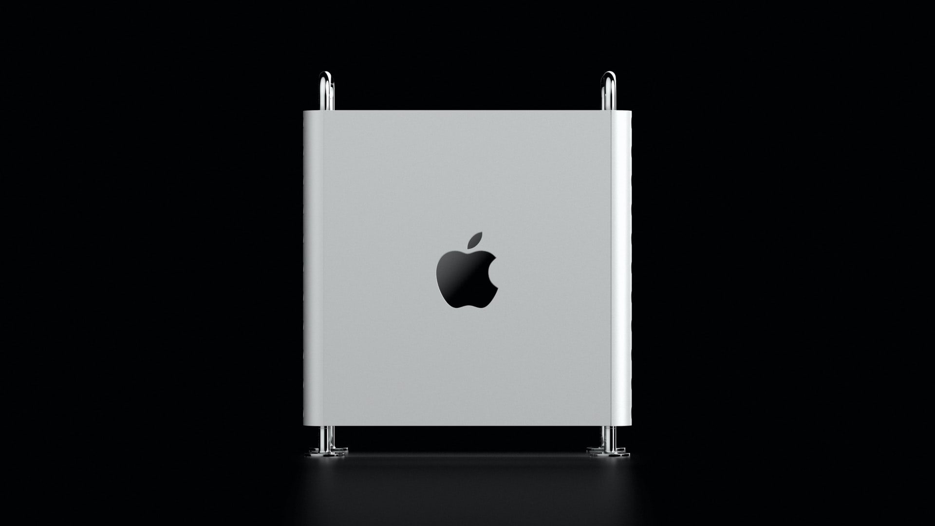 Mac Pro z bočného pohľadu s logom spoločnosti Apple