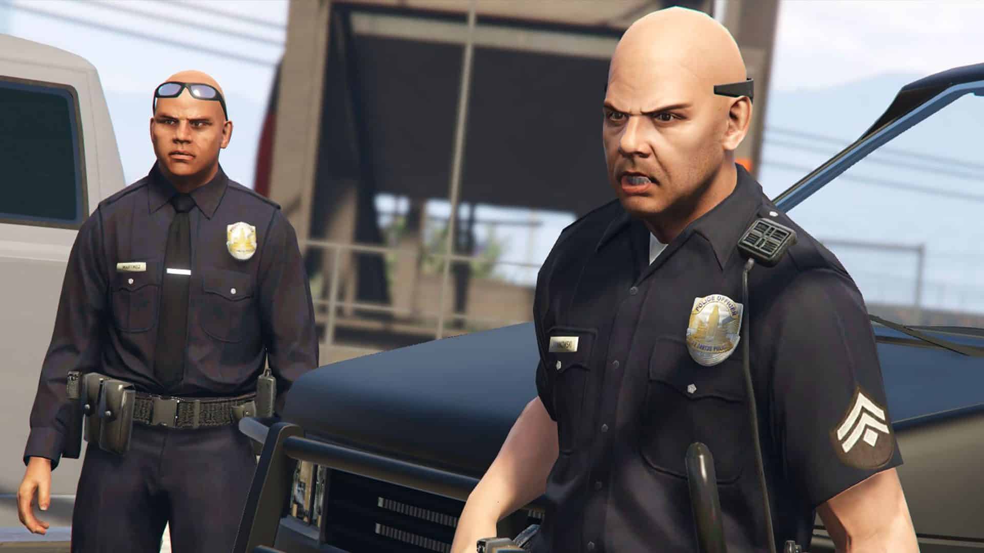 GTA V dvaja policajti a auto