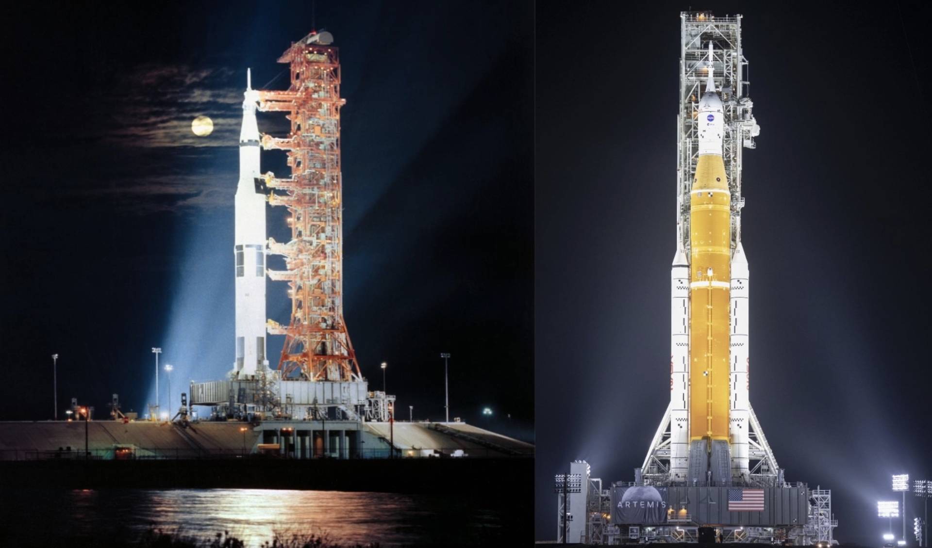 Raketa Space Launch System (SLS) a vesmírna loď orion s iPadom na palube