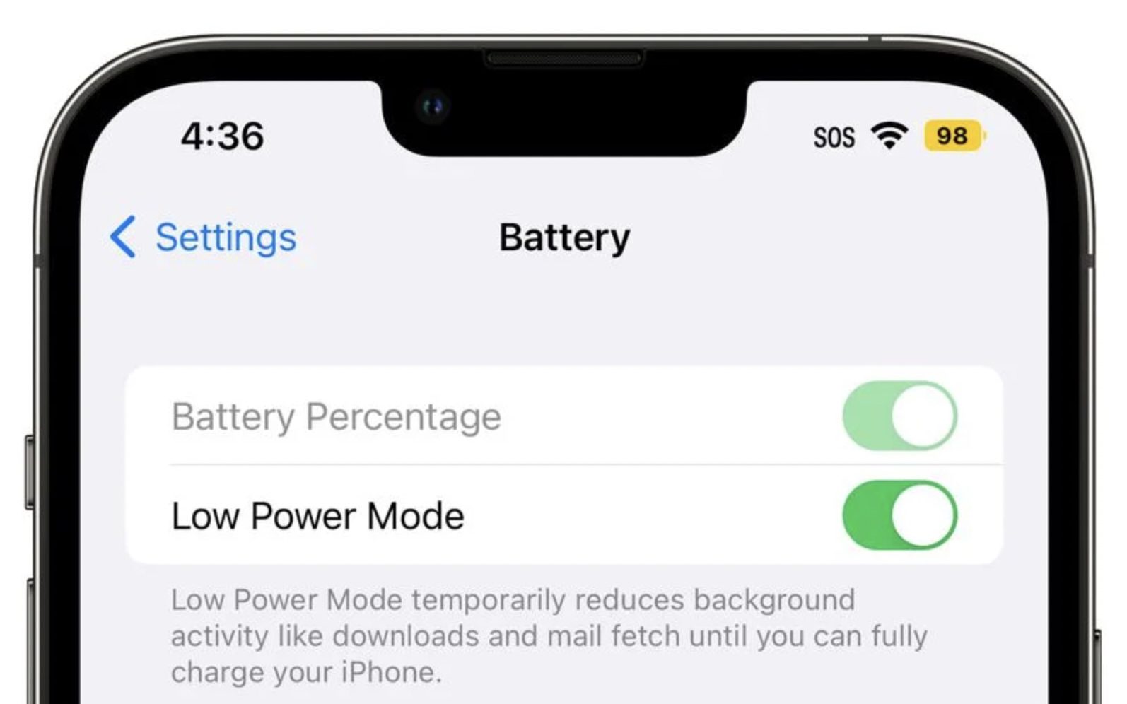 iPhone 13 percentá batérie v iOS 16