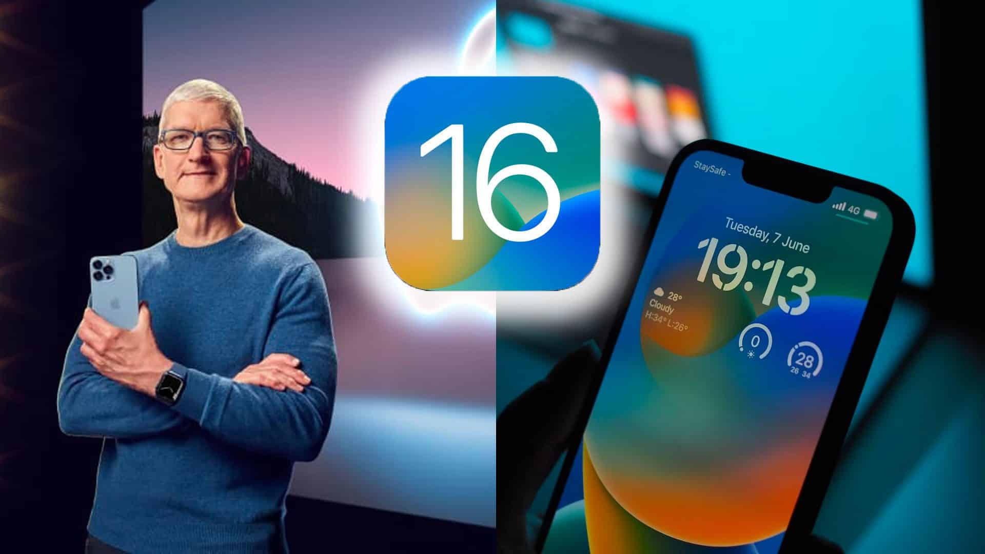 Apple event 2022 iPhone 14 s iOS 16 a Tim Cook na obrazovke
