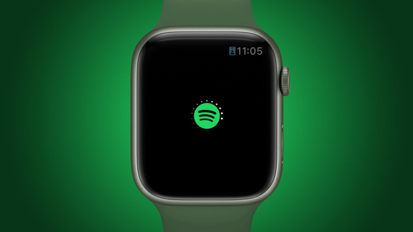 Logo aplikácie Spotify na obrazovke Apple Watch Series 7