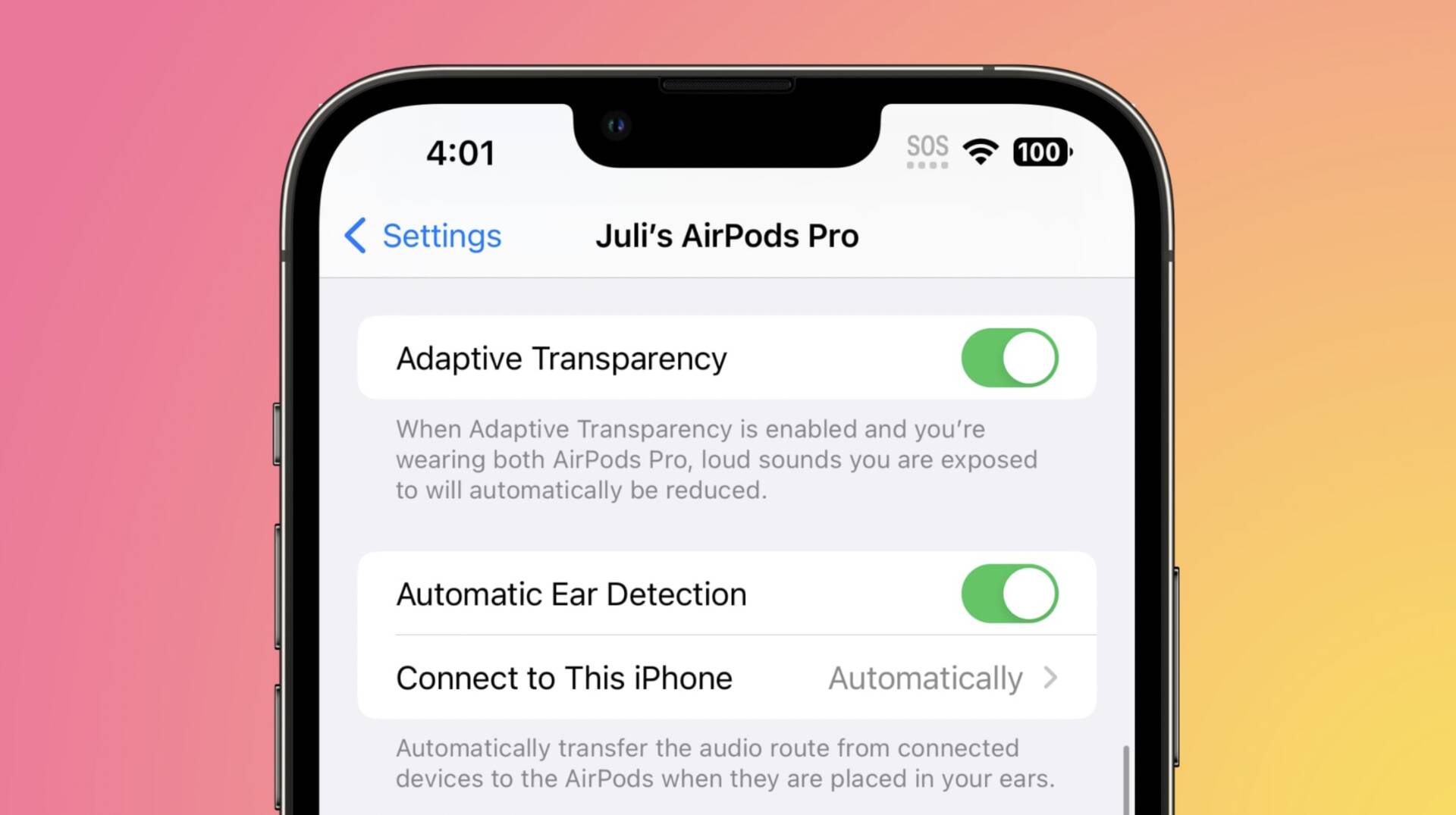 AirPods Pro 2 funkcia Adaptive transparency