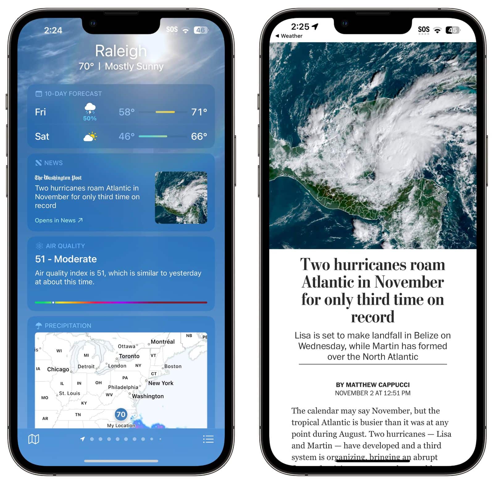 Apple News v aplikácii Počasie