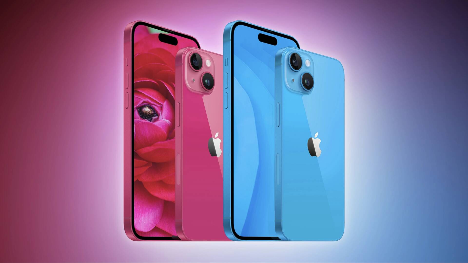 iPhone 15 modrá a ružová