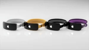 Apple Headset v bielej, žltej, čiernej a fialovej farbe