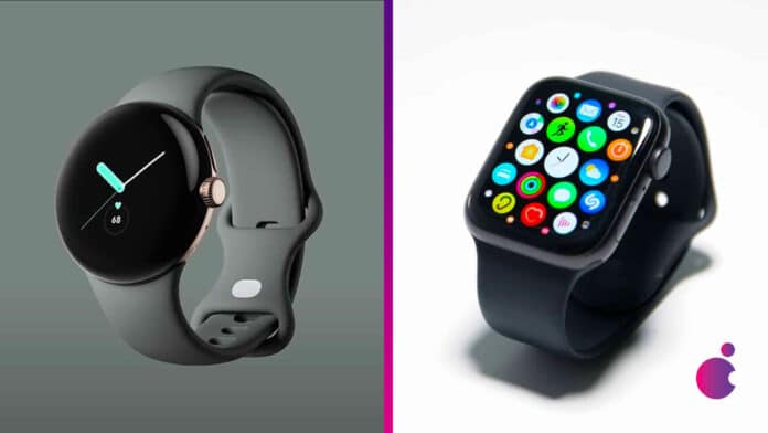 Google Pixel Watch a Apple Watch Google Pixel Watch a Apple Watch