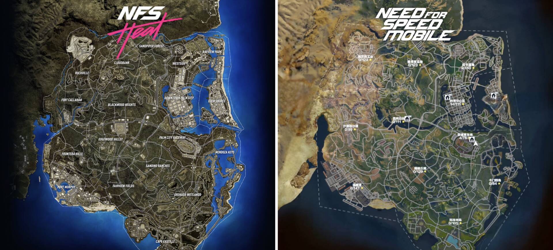 NFS Heat vs NFS Mobile (mapa)