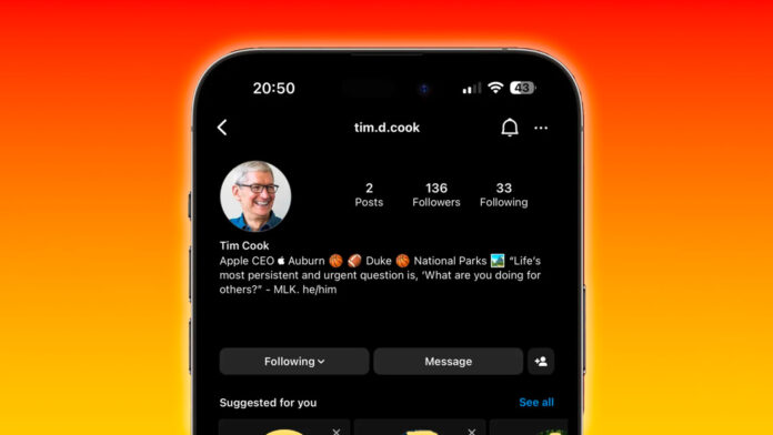 účet Tima Cooka na Instagrame účet Tima Cooka na Instagrame
