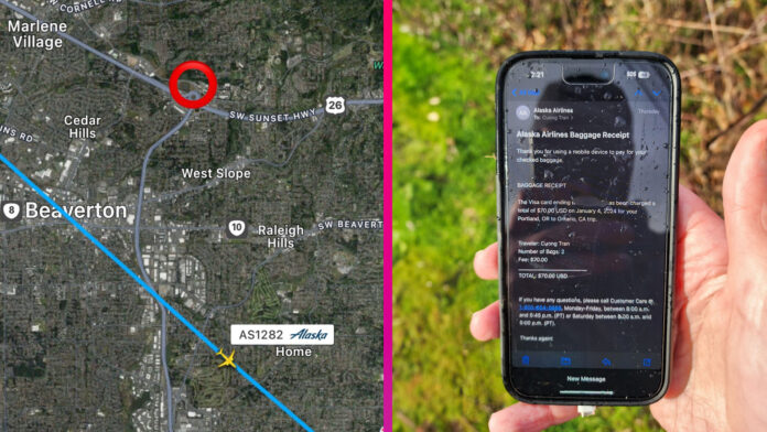 iPhone vypadol z lietadla alaska airlines číslo letu: 1282