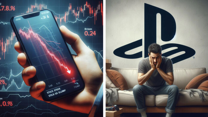 Prepad akcií a logo PlaySation