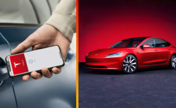 Tesla Model 3 odomykanie iPhonov