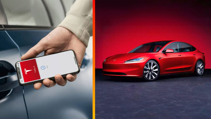 Tesla Model 3 odomykanie iPhonov