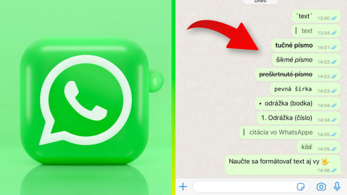 WhatsApp formátovanie textu