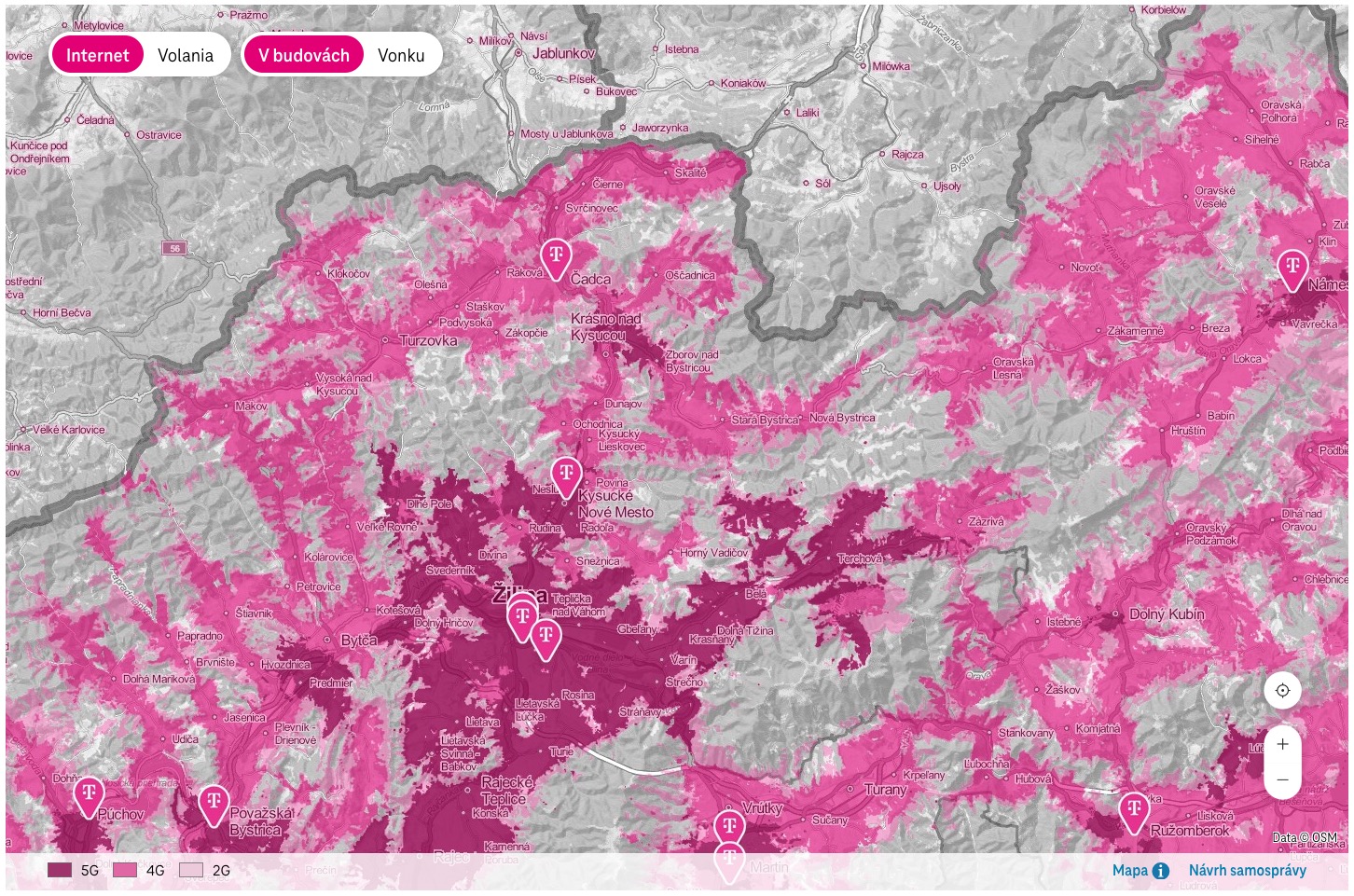 Telekom nová mapa pokrytia