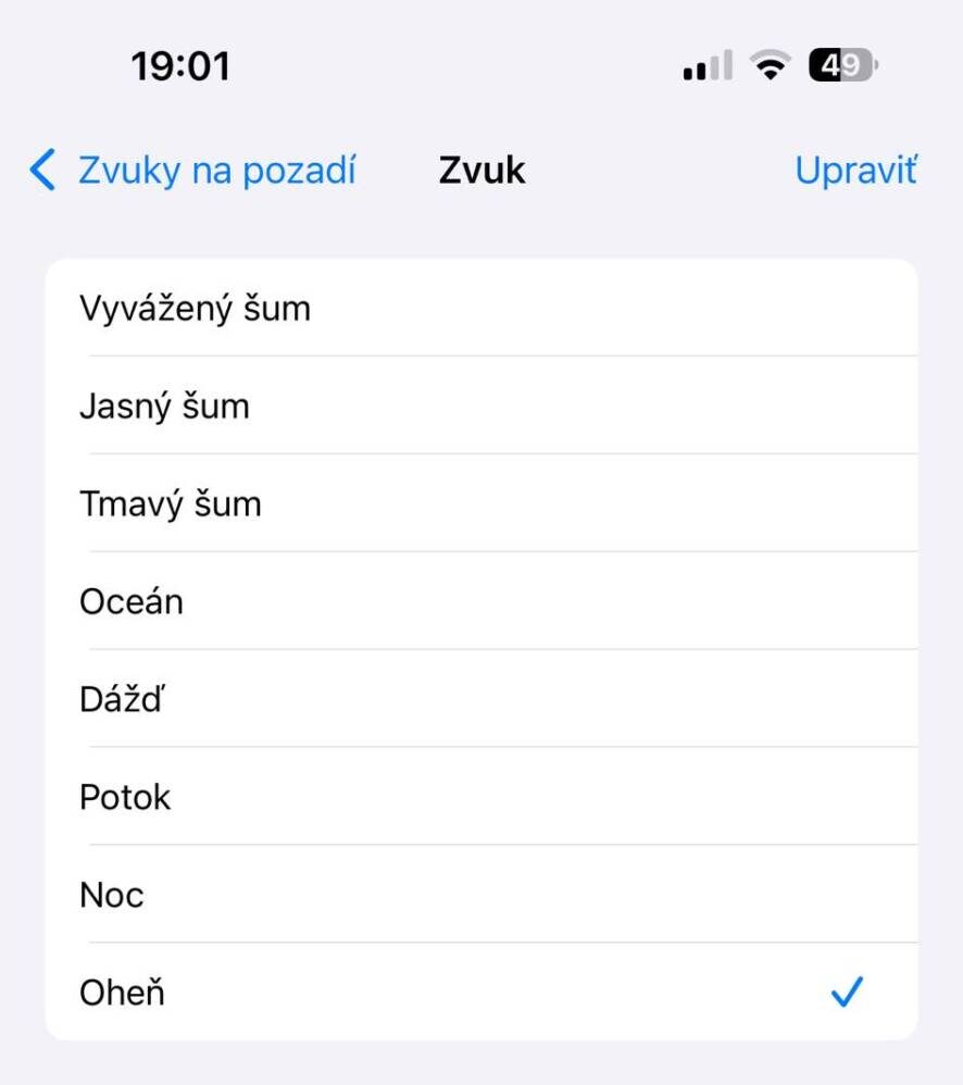 iOS 18 zvuky na pozadí