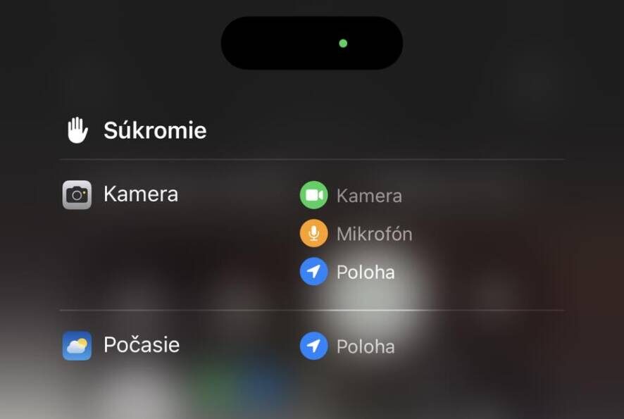 iPhone modrá a zelená bodka 