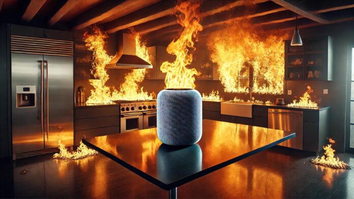 HomePod v plameňoch