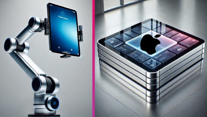 robot od Apple v podobe iPadu s robotickou rukou